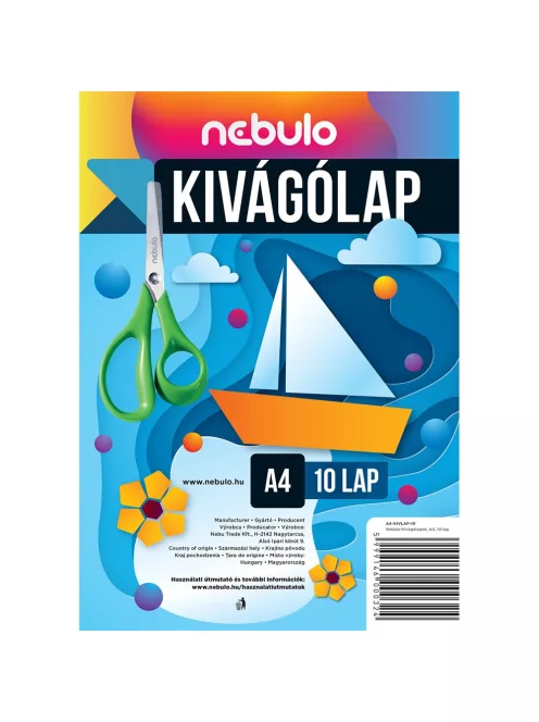 Enyvezetlen kivágóminta A4, vegyes színek, 10 lap/csomag, Nebulo