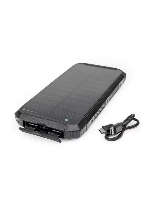 Powerbank napelemes 15W 2X USB-A + USB-C Platinet fekete