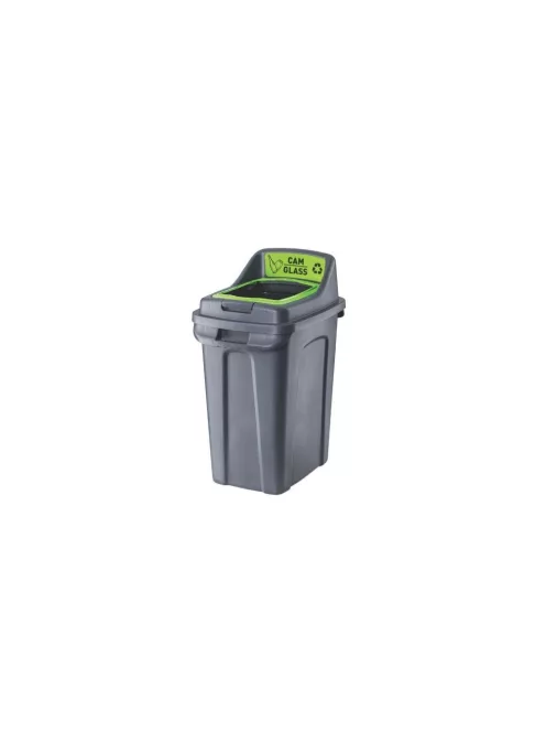 Szemeteskuka műanyag szelektív 50 literes antracit/zöld UP294-212