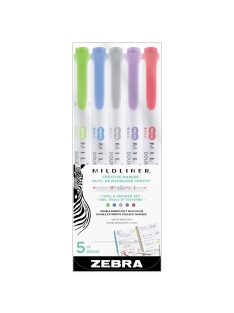   Szövegkiemelő készlet, 1,4/4 mm, kétvégű Zebra Mildliner Cool & Refined 5 szín