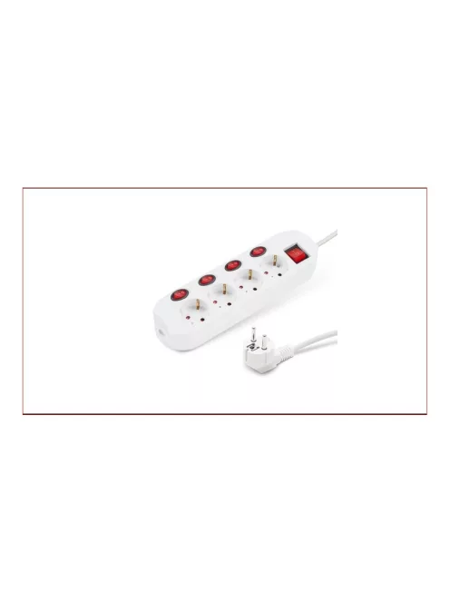 Elosztó négy csatlakozós 1,5m kábellel 4+1 kapcsolós asztali 16A max.