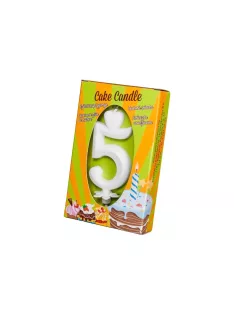 Számgyertya csomagolt 5 fehér