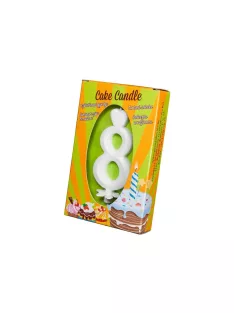 Számgyertya csomagolt 8 fehér