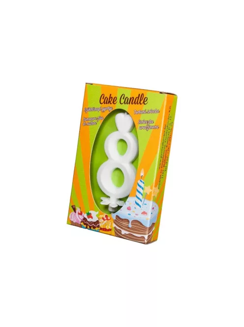 Számgyertya csomagolt 8 fehér