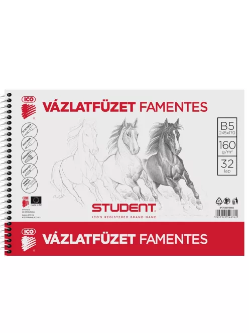 Vázlatfüzet B5 160g. famentes Student