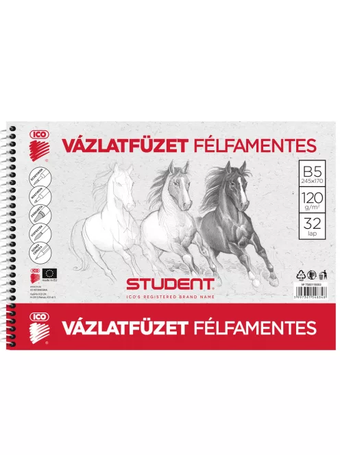 Vázlatfüzet B5 120g. félfamentes Student