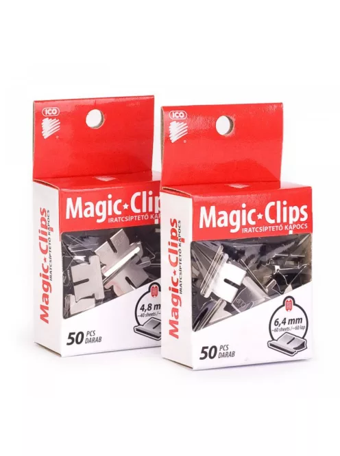 Iratcsíptető fűzőkapocs 6,4mm, 50 db/doboz, Ico Magic clipper