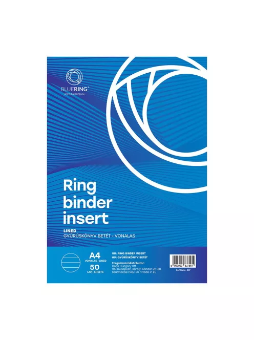 Gyűrűskönyv betét A4, 50lap Bluering® vonalas