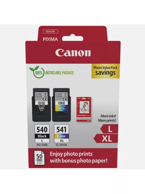 Canon PG540L + CL541XL tintapatron + 50 db GP501 10x15 fényes fotópapír multipack ORIGINAL