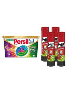   Ragasztóstift 11 g AKCIÓS CSOMAG + Persil Discs Color mosókapszula 100x11 g (4x25 db ) stift Pritt