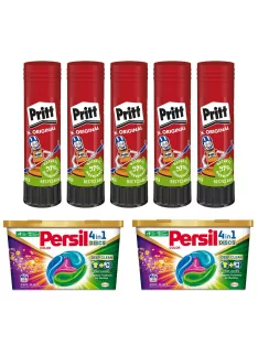   Ragasztóstift 43 g AKCIÓS CSOMAG + 2 db Persil Discs Color mosókapszula 100x43 g (10x10 db ) stift Pritt