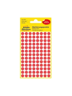 Etikett címke, o8mm, jelölésre, 4 ív/doboz, Avery piros