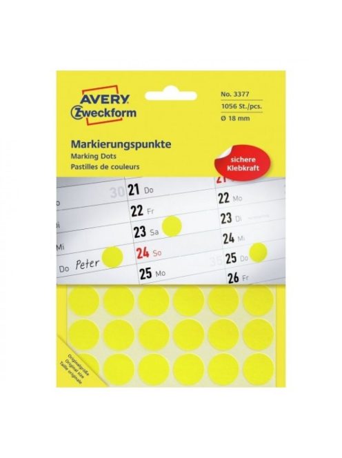 Etikett címke, jelölésre 18 mm, Avery sárga, 