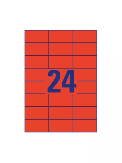 Etikett címke, 70 x37mm, univerzális, 24 címke/ív, 100 ív/doboz, Avery piros