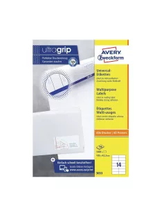   Etikett címke, 105 x42,3mm, univerzális, 14 címke/ív, 100 ív/doboz, Avery fehér