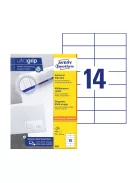 Etikett címke, 105 x42,3mm, univerzális, 14 címke/ív, 100 ív/doboz, Avery fehér