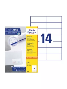   Etikett címke, 105 x42,3mm, univerzális, 14 címke/ív, 100 ív/doboz, Avery fehér