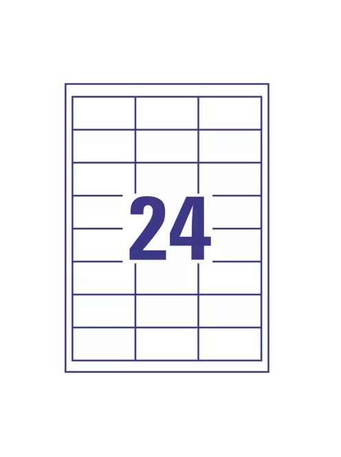 Etikett címke, 64,6 x33,8mm, univerzális, 24 címke/ív, 100 ív/doboz, Avery fehér