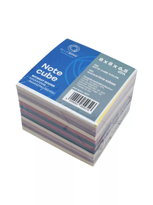 Kockatömb 8x8x6,5cm, ragasztás nélküli Bluering® színes