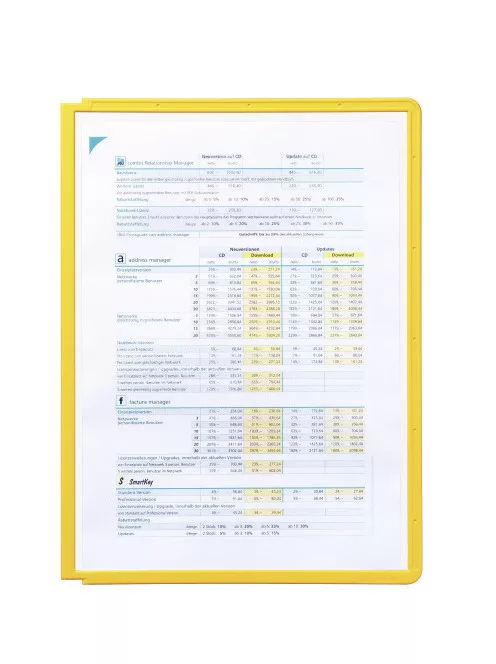 Bemutatótábla panel, A4, 5 db/csomag, Durable Sherpa sárga