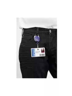   Névjegykártyatartó kihúzható karabineres, Durable with Snap Hook sötétkék