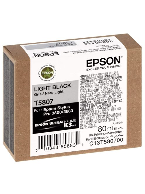 EPSON T5807 FU. TINTAPATRON LIGHT BLACK