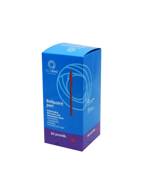 Golyóstoll 0,5mm hatszögletű test kupakos Bluering® Flash, írásszín piros