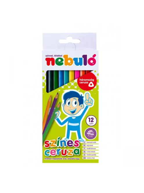 Színes ceruza készlet, háromszög vastag, Nebulo 12 klf. szín
