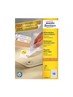   Etikett címke, 45,7 x21,2mm, univerzális visszaszedhető, 48 címke/ív, 100 ív/doboz, Avery fehér