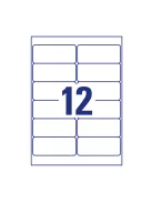 Etikett címke, 99,1 x42,3mm, időjárásálló poliészter, 12 címke/ív, 20 ív/doboz, Avery fehér