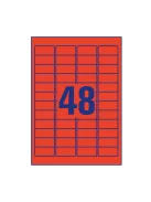 Etikett címke, 45,7 x21,2mm, univerzális visszaszedhető, 48 címke/ív, 20 ív/doboz, Avery piros