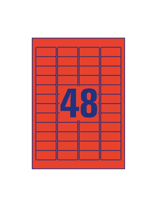 Etikett címke, 45,7 x21,2mm, univerzális visszaszedhető, 48 címke/ív, 20 ív/doboz, Avery piros