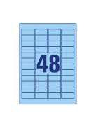 Etikett címke, 45,7 x21,2mm, univerzális visszaszedhető, 48 címke/ív, 20 ív/doboz, Avery kék