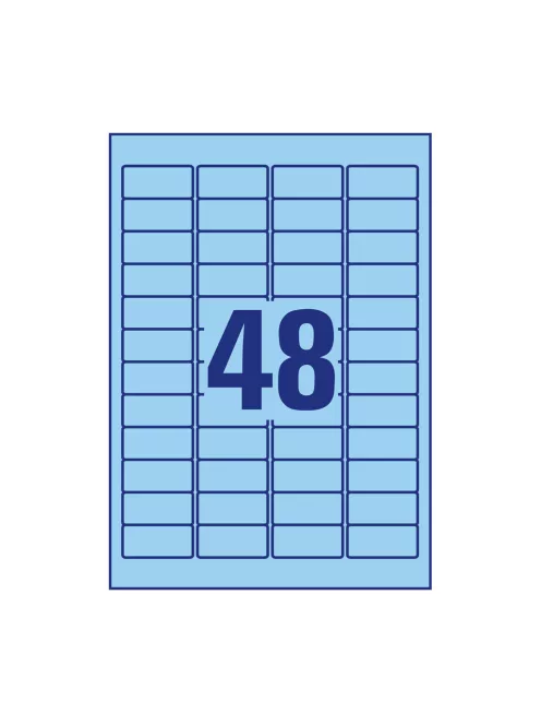 Etikett címke, 45,7 x21,2mm, univerzális visszaszedhető, 48 címke/ív, 20 ív/doboz, Avery kék