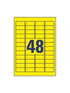 Etikett címke, 45,7 x21,2mm, univerzális visszaszedhető, 48 címke/ív, 20 ív/doboz, Avery sárga