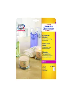   Etikett címke, 96 x50,8mm,víztiszta, 10 címke/ív, 25 ív/doboz, Avery átlátszó