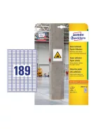 Etikett címke, 25,4 x10mm, szuper tapadású 189 címke/ív, 20 ív/doboz, Avery fehér