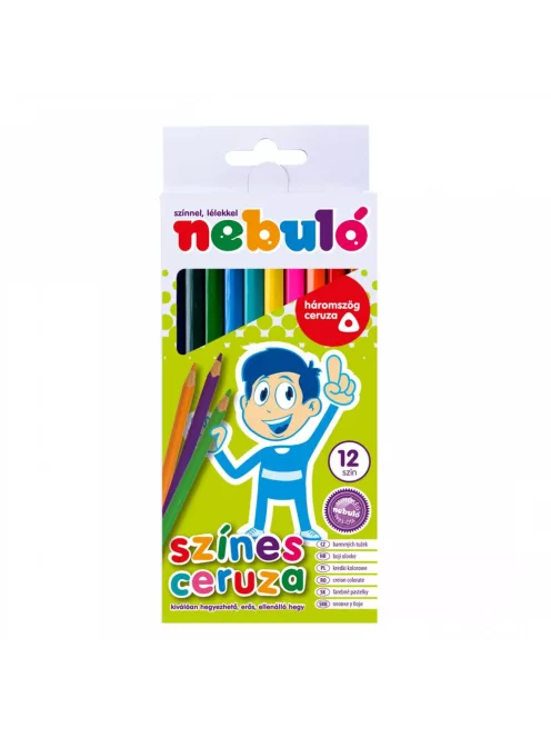 Színes ceruza készlet, háromszögletű Nebulo 12 klf. szín