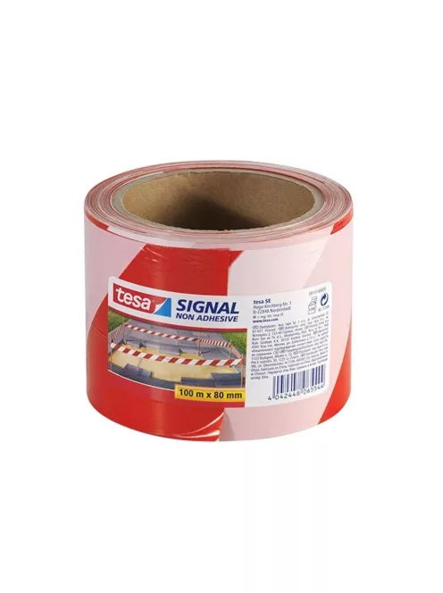 Kordonszalag 80mmx100m piros fehér Tesa