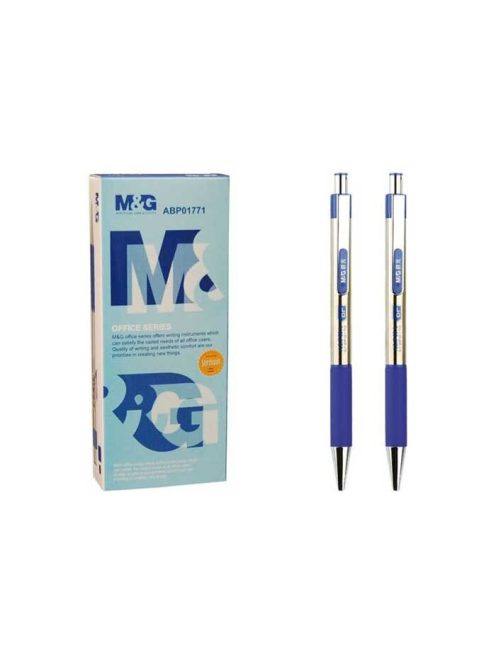 Golyóstoll, 0,7 mm, nyomógombos, M&G "Alpha", kék