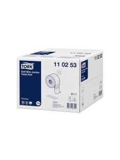   Toalettpapír 2 rétegű közületi átmérő: 18,8 cm 850 lap/170 m/tek 12 tek/karton Soft Mini Jumbo Premium Tork_110253 fehér