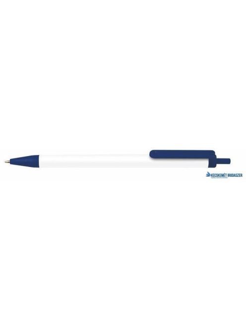 Golyóstoll, 0,7 mm, nyomógombos, kék-fehér tolltest, VICTORIA, kék
